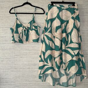 Rachel Zoe Matching Set Asymmetrical Wrap  Skirt And Cropped Top Boho Medium